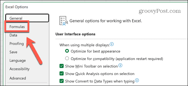 параметры формулы excel