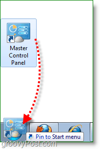 Скриншот Windows 7 - главная панель управления Drag для запуска меню