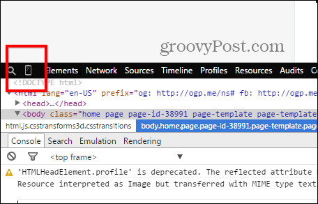 Эмуляция инструментов разработчика Chrome