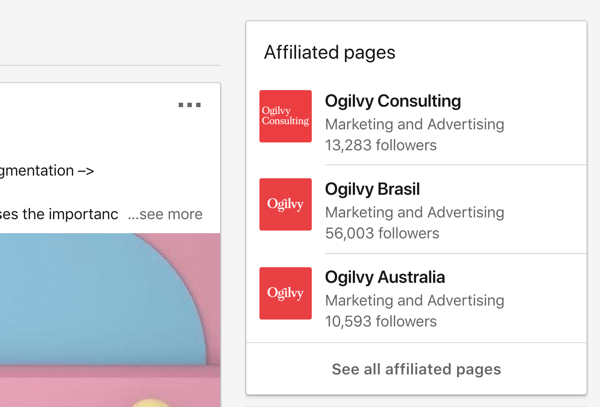 Страницы дочерних компаний Ogilvy на LinkedIn.