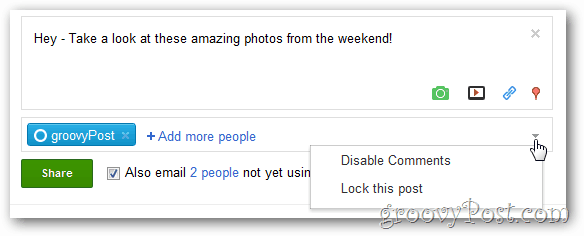 Google + открыть меню настроек