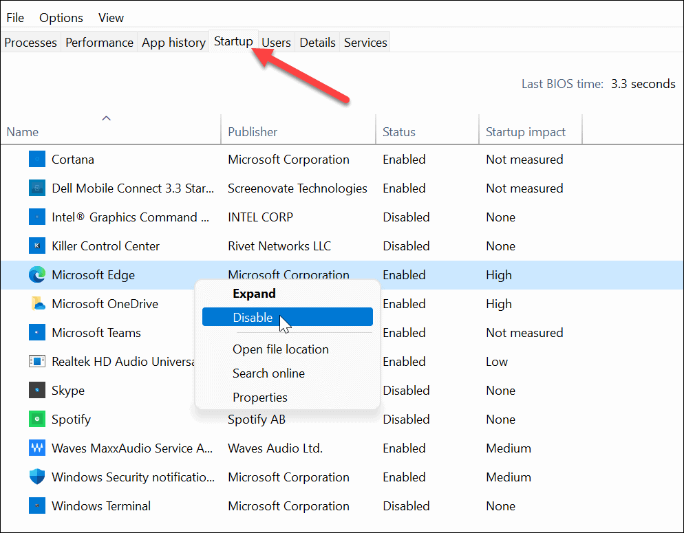 отключить диспетчер задач запускаемых приложений Windows 11