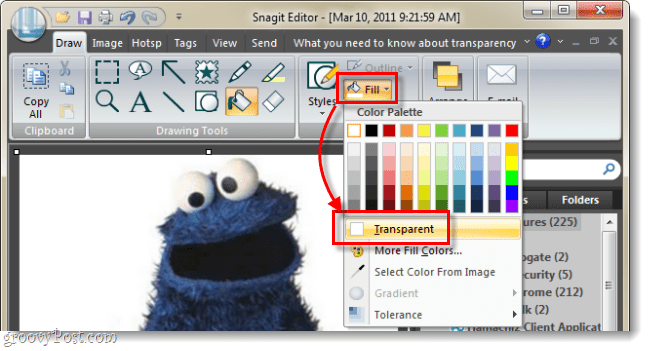 Управление прозрачностью фона в редакторе Snagit, как в Photoshop