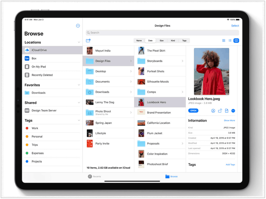 Файлы приложения iPadOS