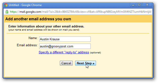 введите новый адрес электронной почты
