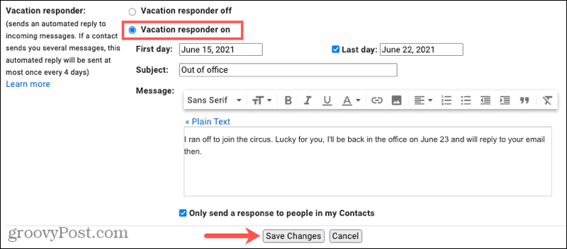 Gmail: автоответчик на время отпуска онлайн 