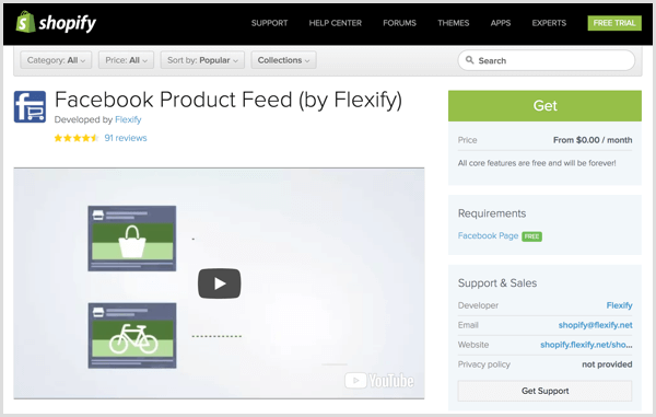 Facebook Product Feed от страницы плагина Flexify