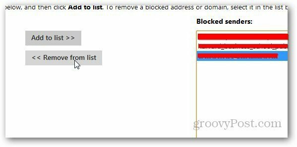 Outlook заблокирован список 5