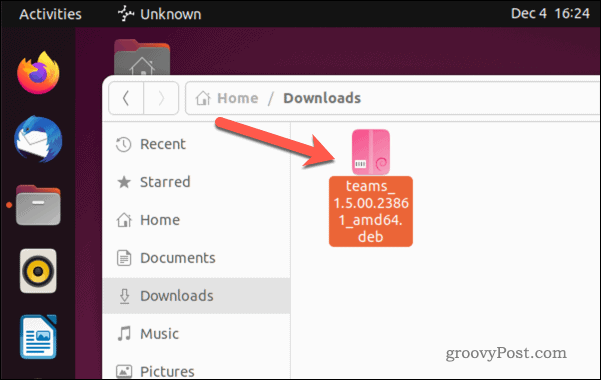 Откройте установочный файл Microsoft Teams в Ubuntu.