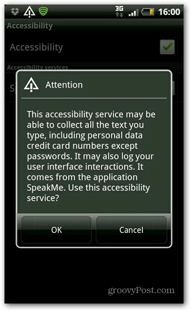 SpeakMe для Android включить доступ