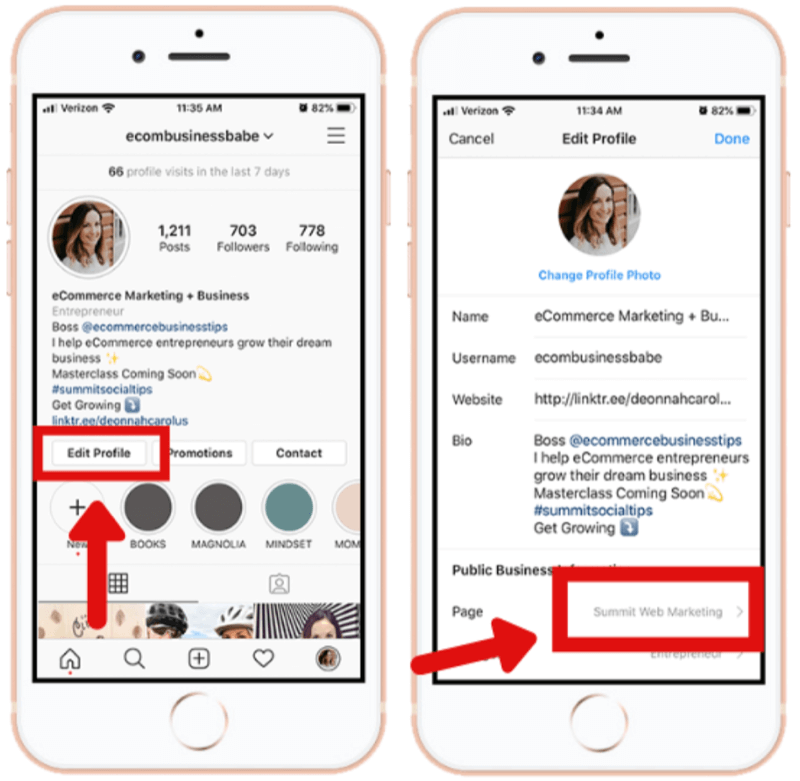 как подключить бизнес-аккаунт Instagram к странице Facebook в приложении Instagram