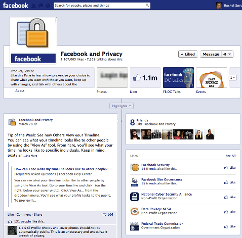 facebook и страница конфиденциальности