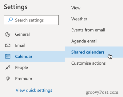 Опция общих календарей в Outlook