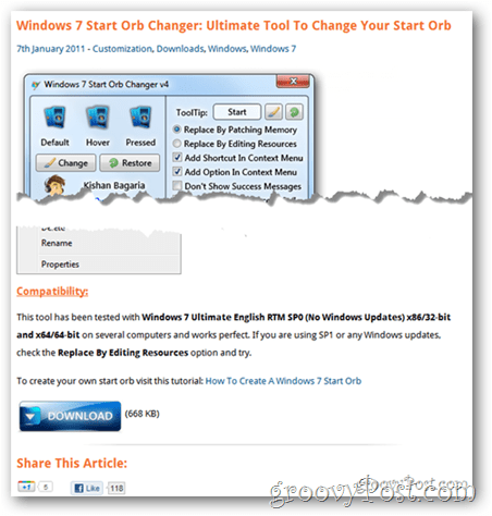 Windows 7 Запустите Orb Changer