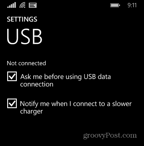Windows Phone Настройки USB