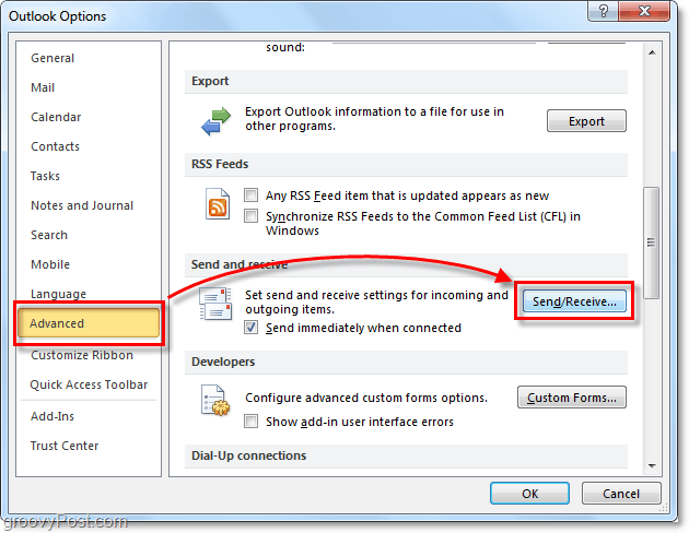Как запланировать автоматическую отправку / получение в Outlook 2010