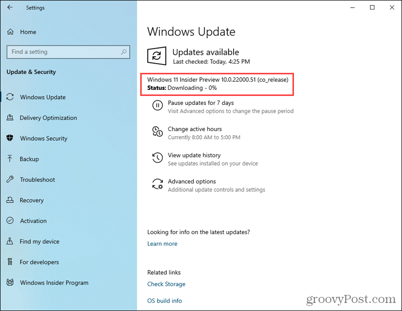 Загрузка сборки Windows 11 Preview