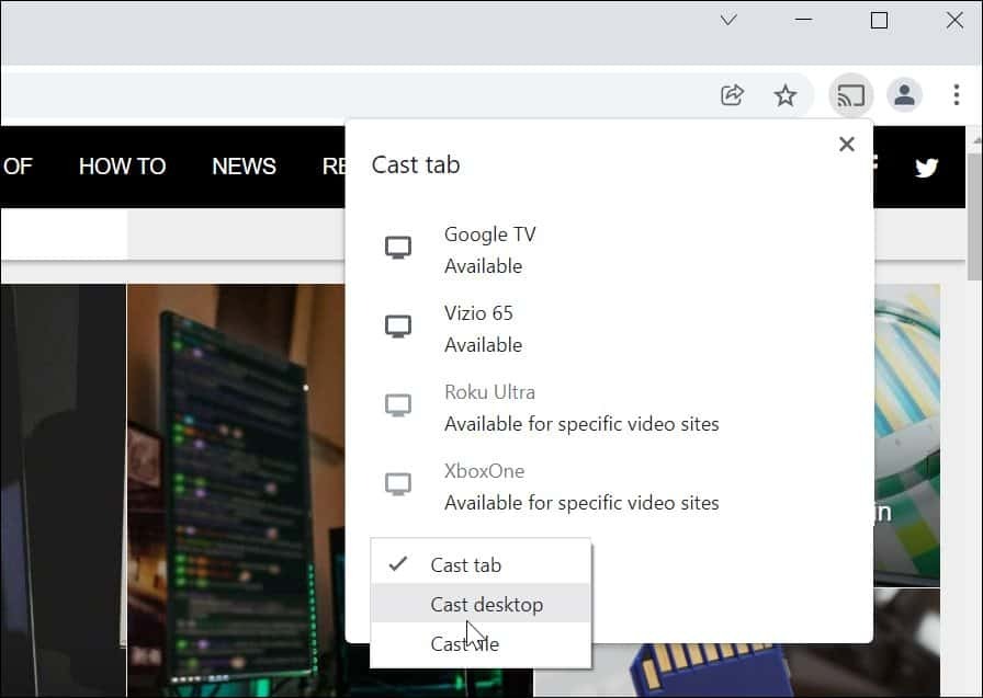 Транслируйте Windows 11 на Chromecast