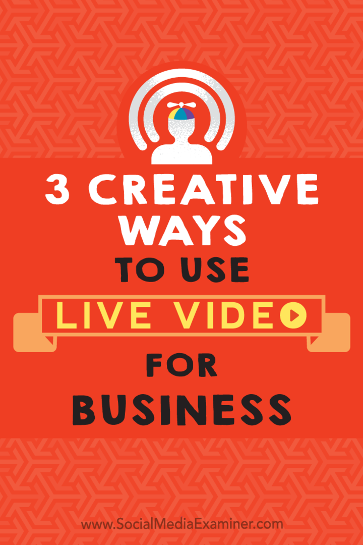 3 творческих способа использования живого видео для бизнеса, автор Джоэл Комм в Social Media Examiner.