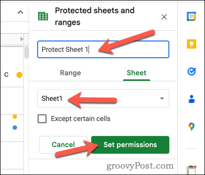 Защитить лист в Google Sheets