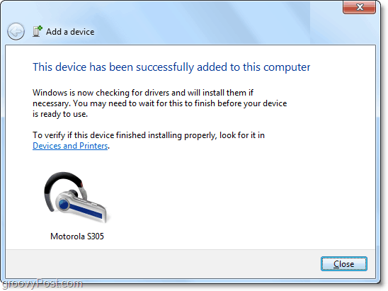 ты сделал это! Bluetooth-устройство было добавлено в Windows 7