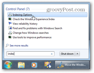 Windows 7 Пуск меню поиска