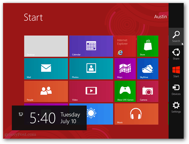 Четыре способа открыть панель Charms в Windows 8