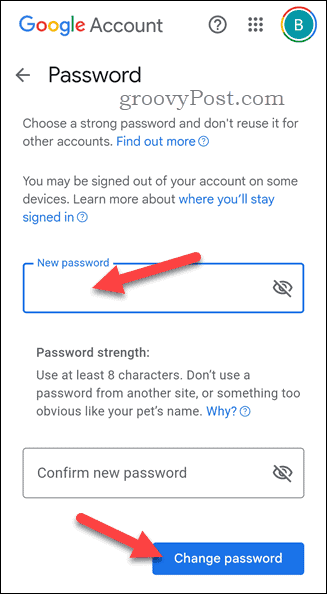 Изменение пароля учетной записи Google на iPhone