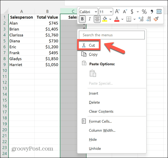 Excel вырезать