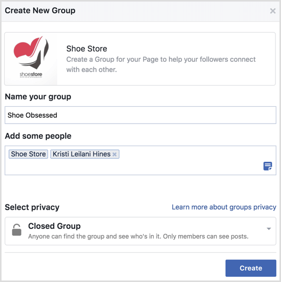 Facebook создать группу со страницей