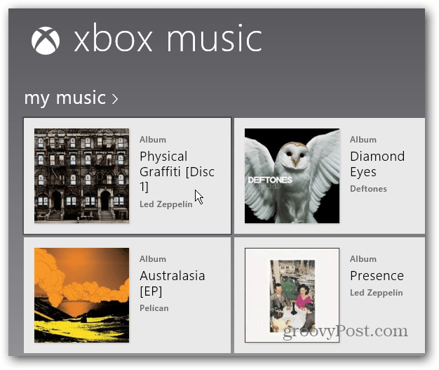 Выбрать альбом Xbox Music