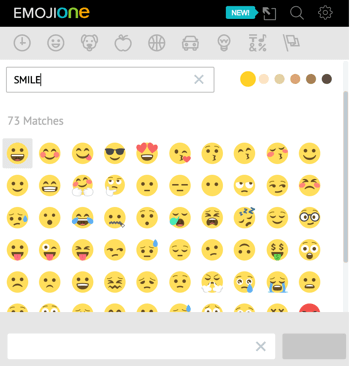 Щелкните значок единорога, чтобы открыть библиотеку эмодзи EmojiOne.