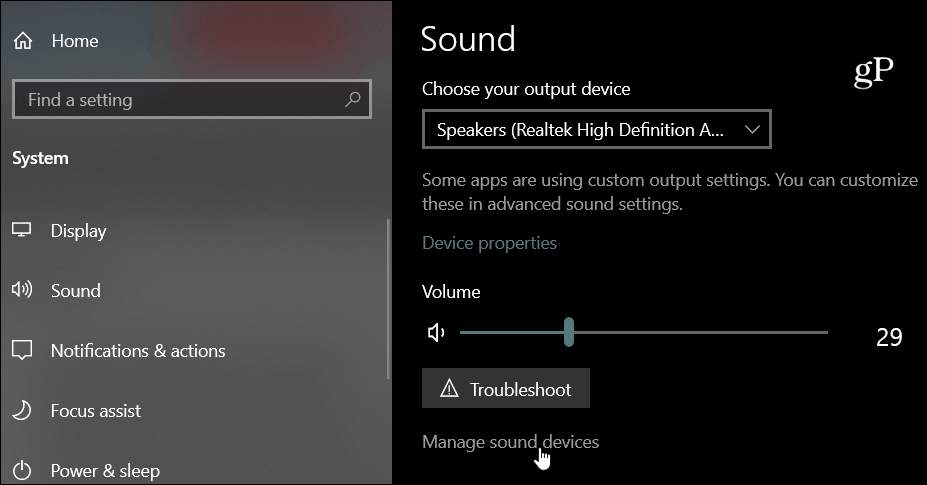 Звуковые устройства Windows 10
