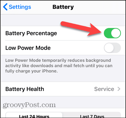 Включите процент заряда батареи на iPhone 7