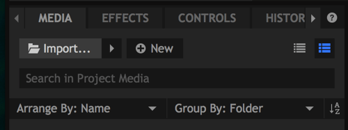 Чтобы добавить файлы в проект, нажмите кнопку «Импорт».