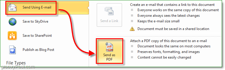 создайте защищенный PDF-документ и отправьте его по электронной почте с помощью Office 2010