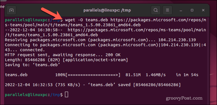 Загрузите Microsoft Teams в терминал Ubuntu