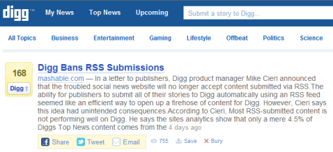 Digg запрещает RSS