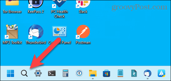 Значок поиска только на панели задач в Windows 11