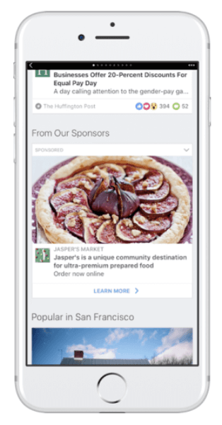 Facebook расширяет возможности рекламы в мгновенных статьях.