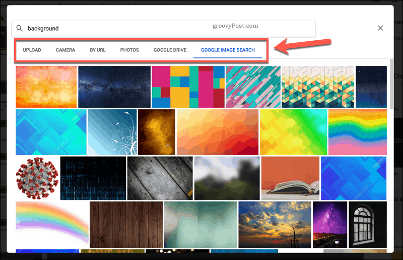 Добавление фонового изображения в Google Slides