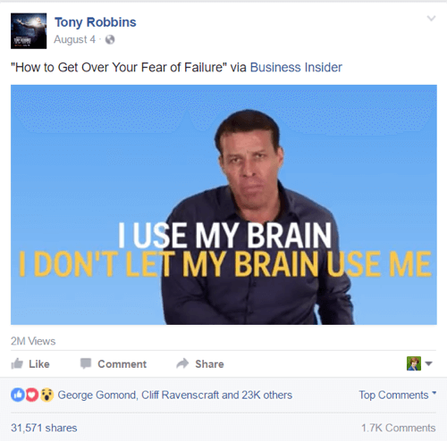 Тони Роббинс сообщение в Facebook