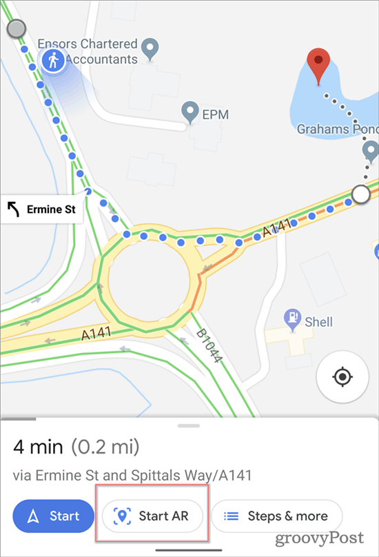 Google Maps AR начало навигации AR