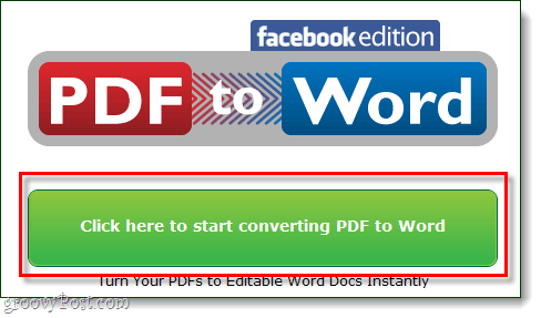 начать преобразование PDF в Word facebook Edition