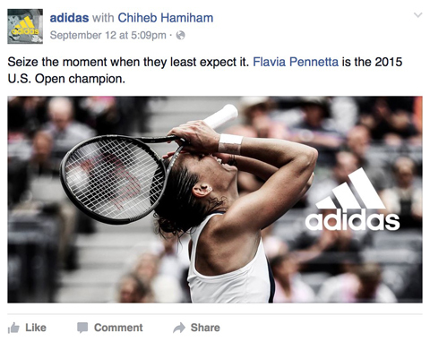 сообщение adidas в фейсбуке