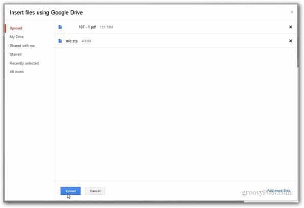 отправить с помощью Google Drive