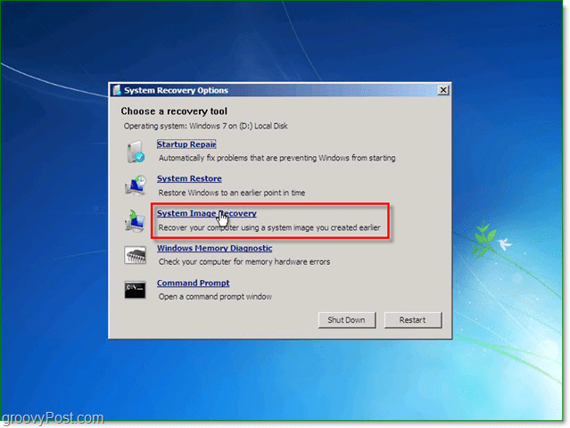 Windows 7 имеет 5 различных способов восстановления системы, выберите восстановление образа системы