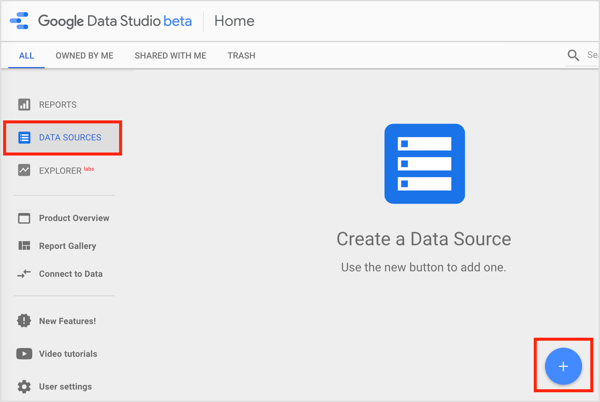 Откройте вкладку Источники данных и нажмите кнопку + справа.