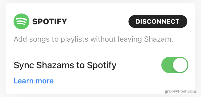 Синхронизировать Spotify с Shazam