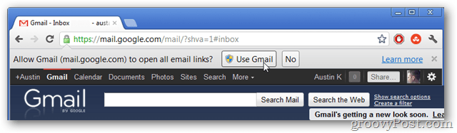 использовать gmail в качестве обработчика ссылок электронной почты по умолчанию